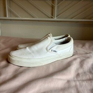 Vans White Canvas Slip-On Sneakers